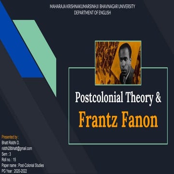 Postcolonial Theory & Frantz Fanon