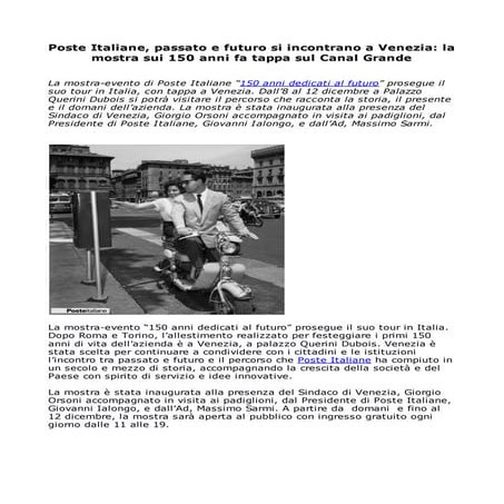 150anni dedicati al futuro: Poste Italiane, passato e futuro si incontrano a ...