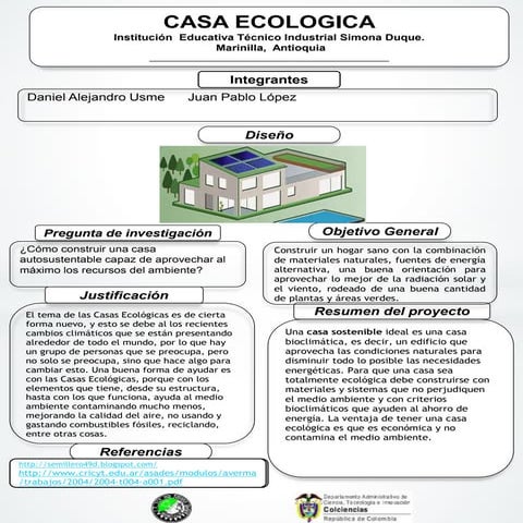 Póster Casa Ecológica  (ingles y español)