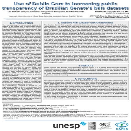 Use of Dublin Core to increasing public transparency of Brazilian Senate's bills datasets (poster)