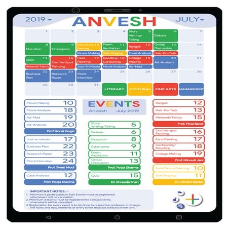 Anvesh 2019 Poster and Schedule