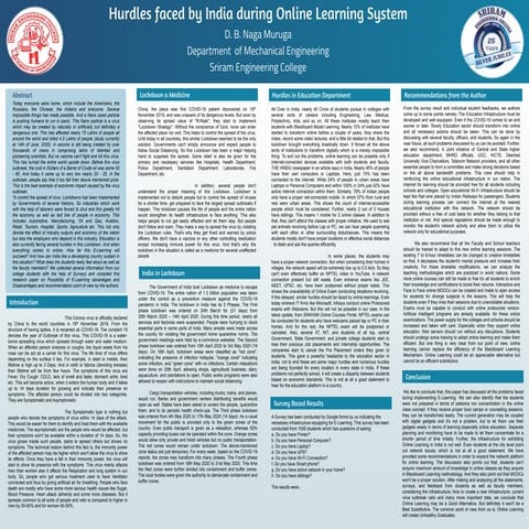 Hurdles Faced by Education Sector in India during online Learning Systems