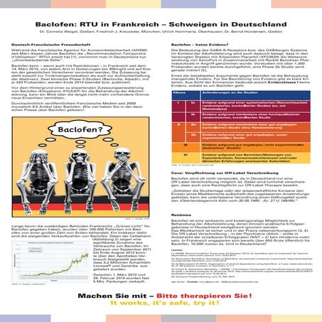 Baclofen: RTU in Frankreich – Schweigen in Deutschland