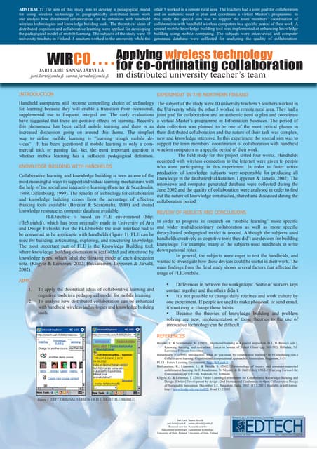 Applying Wireless Technology For Coordinating Collaboration In Distributed Un...