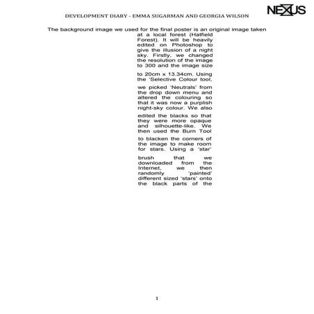 Ancillary Task - Poster - Development Diary