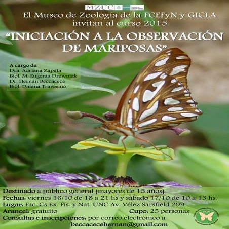 Poster de difusión del Curso de observacion de mariposas