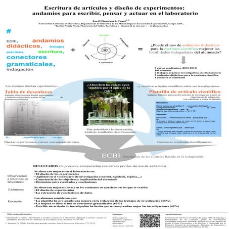 Andamios Didácticos para la Indagación. Poster Congreso Ense Ciencias 2013 