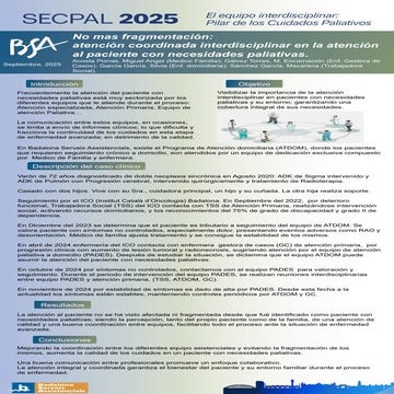 Pòster "No más fragmentación: atención coordinada interdisplinar en la atención al paciente con necesidades paliativas"