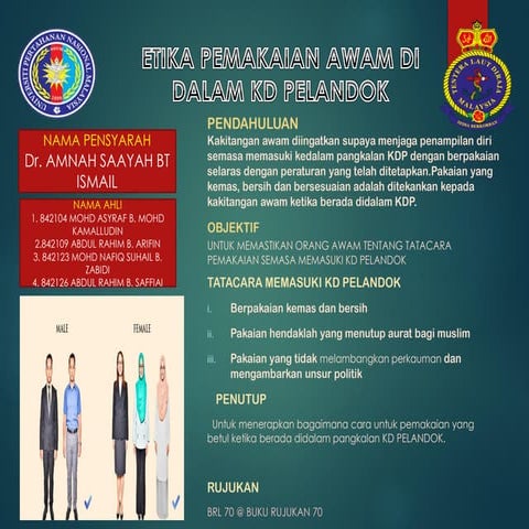 Poster etika pemakaian awam di KD Pelandok