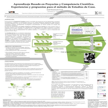 Aprendizaje Basado en Proyectos y Competencia Científica. Experiencias y propuestas para el método de Estudios de Caso. 