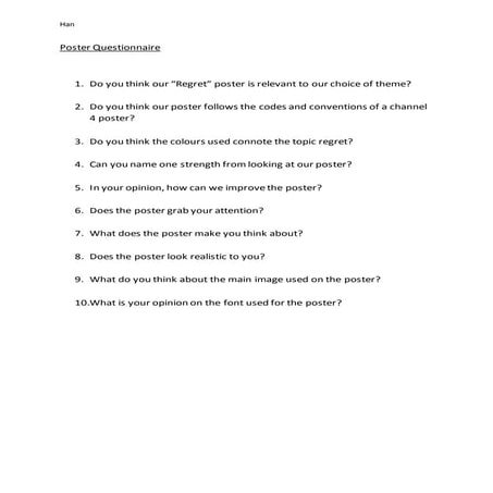 Audience Feedback Questionnaire