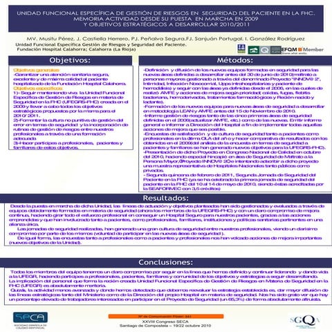 Unidad Funcional Específica Gestión de Riesgos y Seguridad del Paciente.