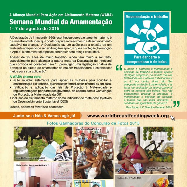 Poster da SMAM (Semana Mundial de Aleitamento) WABA 2015 