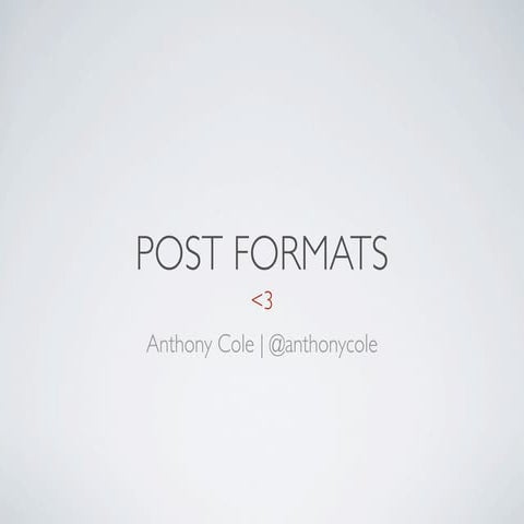 Post Formats Introduction for Wordpress Melbourne
