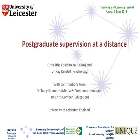 Postgraduate supervision at a distance | PPT