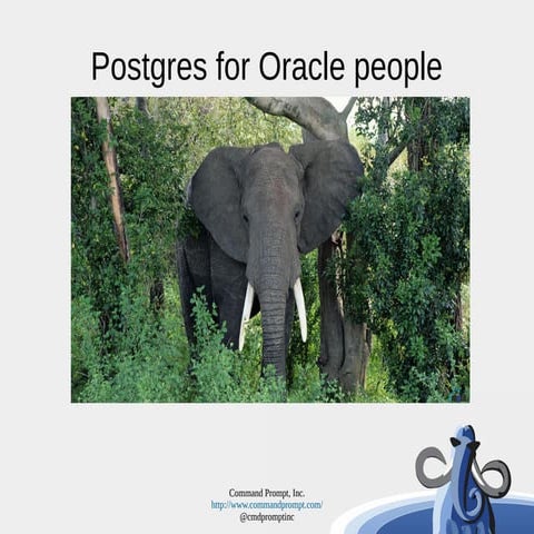 PostgreSQL for Oracle Developers and DBA's | PPT