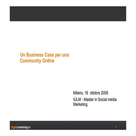 Business case per una Blog Community