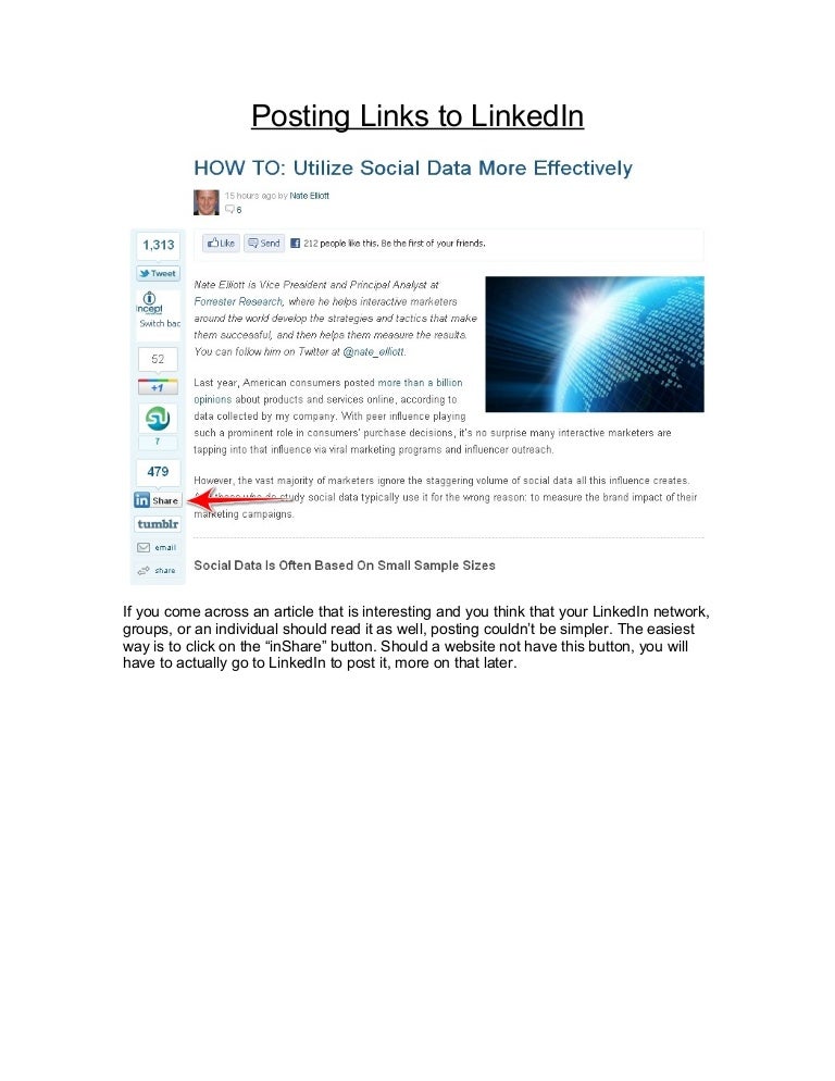 Posting links to linked in