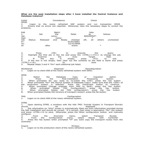 Post installation steps for ecc 5.0