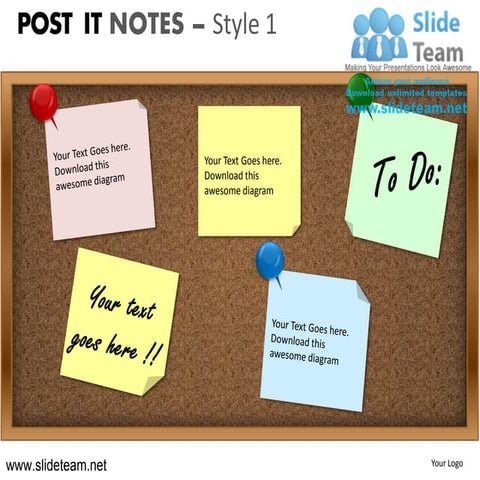 Post it notes on blackboards style design 1 powerpoint ppt slides.