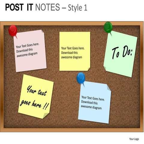 Post it notes style 1 powerpoint presentation templates