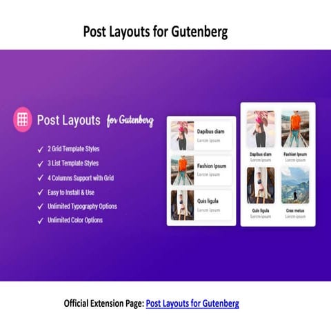 Post Layouts for Gutenberg - WordPress Plugin | PPTX