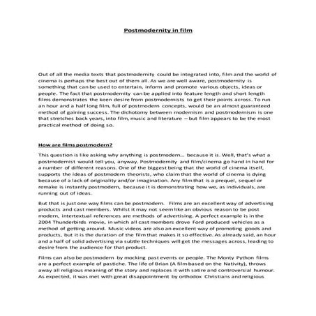 Postmodernity in film