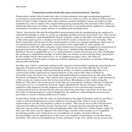 Postmodern media breaks the rules of representation