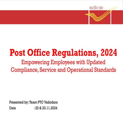 Post Office Regulations 2024-2025 Post office