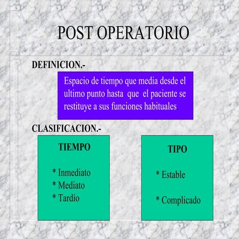 Preoperatorio, transoperatorio y postoperatorio | PPTX