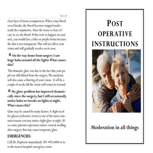 Post operative instructions for cataract surgery by dr. michael duplessie