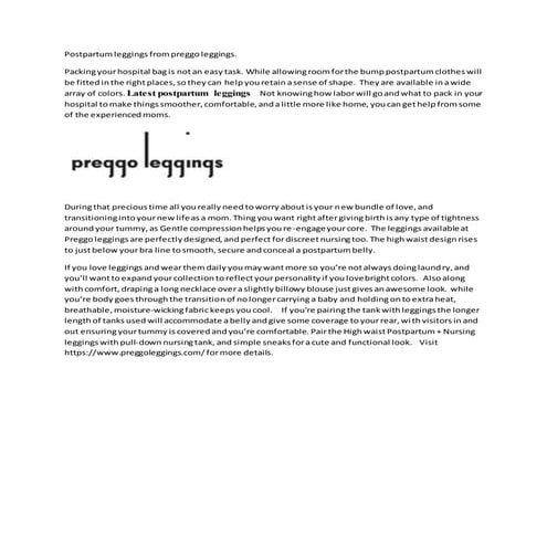 Postpartum leggings from preggo leggings. 