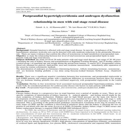 Postprandial hypertriglyceridemia and androgen dysfunction