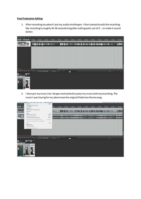 Post production editing