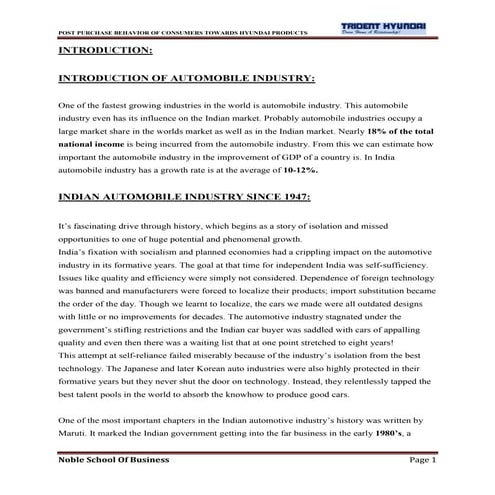 Post purchase behavior of consumers towards hyundai products