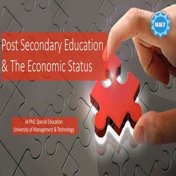 Post secondary education &amp; the economic status in Pakistan (in the contex...