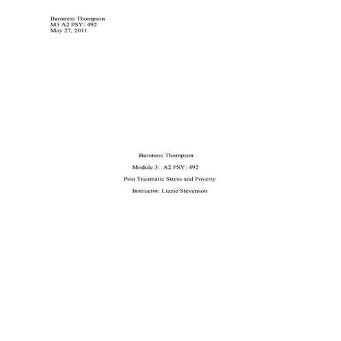 Post tramatic stress and proverty