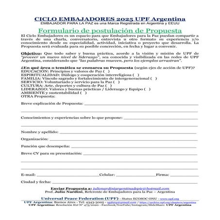 POSTULACIÓN de Propuesta para Ciclo Embajadores 2025