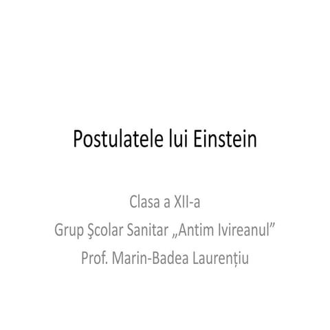 Postulatele lui einstein consecinte