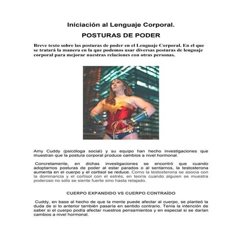 Posturas de poder. la pose de la mujer maravilla