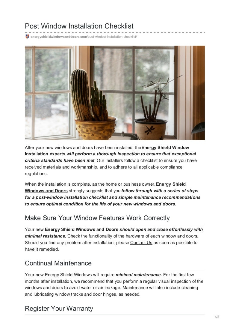Post window installation checklist