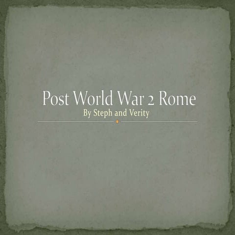 Post World War 2 Rome - Bicycle Thieves