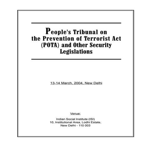 P eople's Tribunal on the Prevention of Terrorist Act (POTA) and Other ...