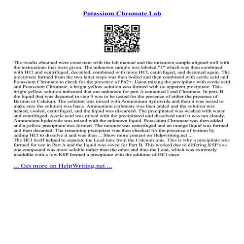 Potassium Chromate Lab
