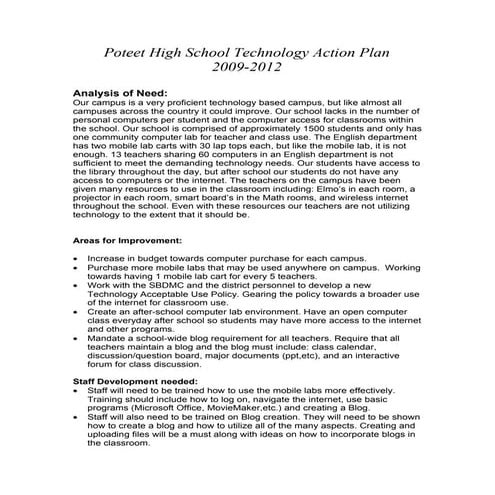 Poteet High School Technology Action Plan