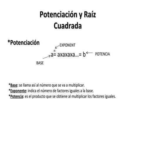 Potenciación y raíz cuadrada