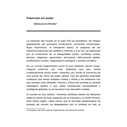 Apolaridad: Potencias sin poder