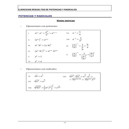Potencias y radicales resueltos 1-5