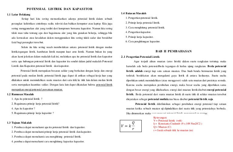 Potensial Listrik Dan Kapasitor