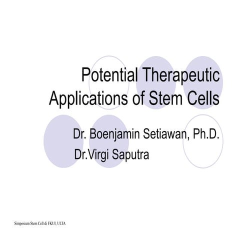 Stem cells niche and therapeutic applications | PPTX